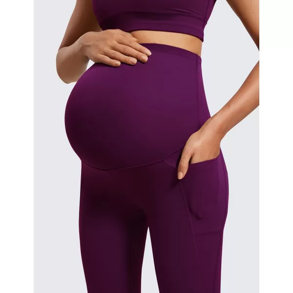 imageCRZ YOGA Womens Butterluxe Maternity Capris Leggings with Pockets 21quot  Workout Active Yoga Soft Over The Belly Crop PantsPlum Magenta