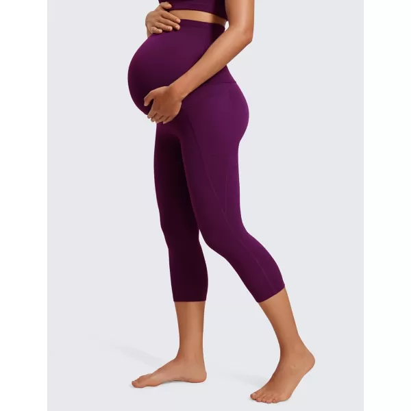 imageCRZ YOGA Womens Butterluxe Maternity Capris Leggings with Pockets 21quot  Workout Active Yoga Soft Over The Belly Crop PantsPlum Magenta