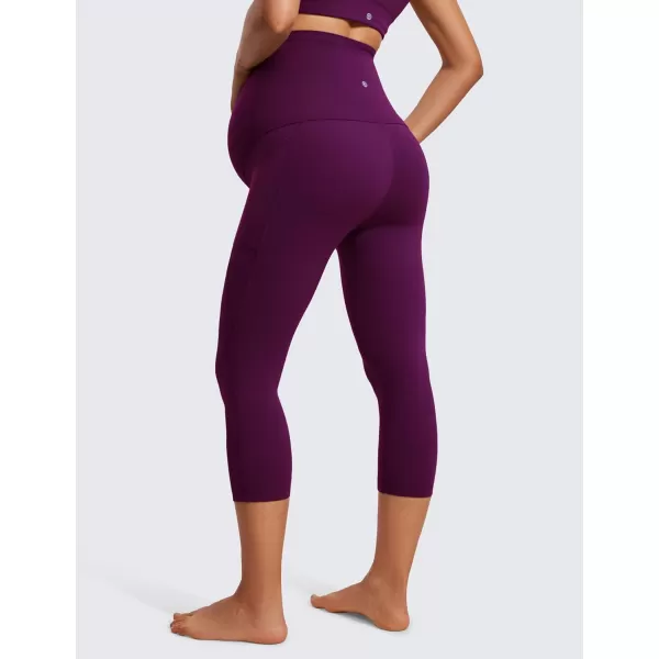 imageCRZ YOGA Womens Butterluxe Maternity Capris Leggings with Pockets 21quot  Workout Active Yoga Soft Over The Belly Crop PantsPlum Magenta