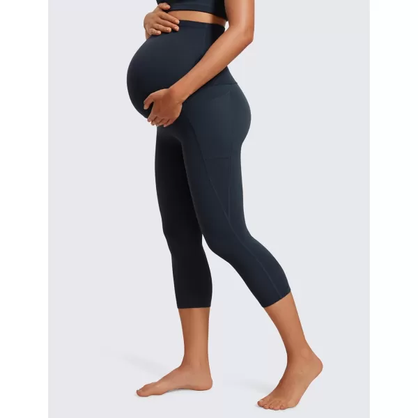 imageCRZ YOGA Womens Butterluxe Maternity Capris Leggings with Pockets 21quot  Workout Active Yoga Soft Over The Belly Crop PantsTrue Navy