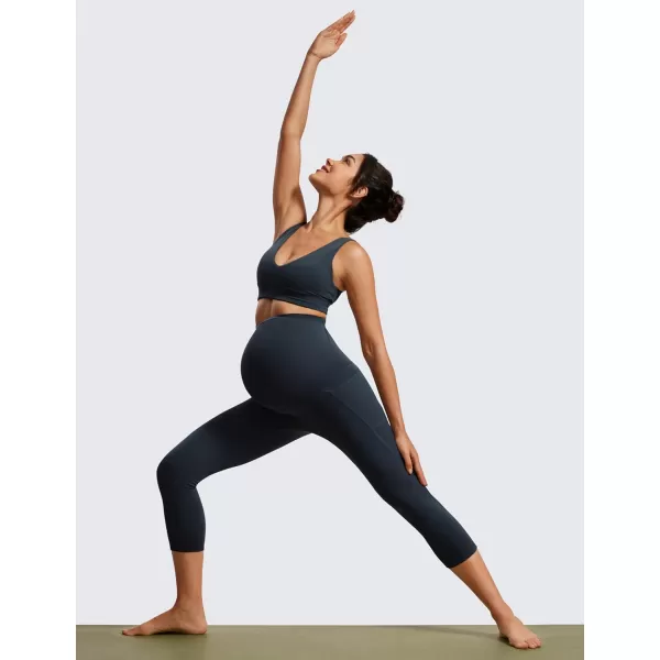 imageCRZ YOGA Womens Butterluxe Maternity Capris Leggings with Pockets 21quot  Workout Active Yoga Soft Over The Belly Crop PantsTrue Navy