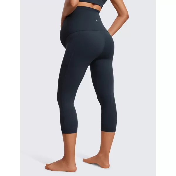 imageCRZ YOGA Womens Butterluxe Maternity Capris Leggings with Pockets 21quot  Workout Active Yoga Soft Over The Belly Crop PantsTrue Navy
