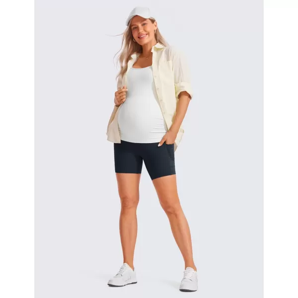 imageCRZ YOGA Womens Butterluxe Maternity Yoga Biker Shorts with Pockets 5quot  Over The Belly Pregnancy Workout AthleticTrue Navy