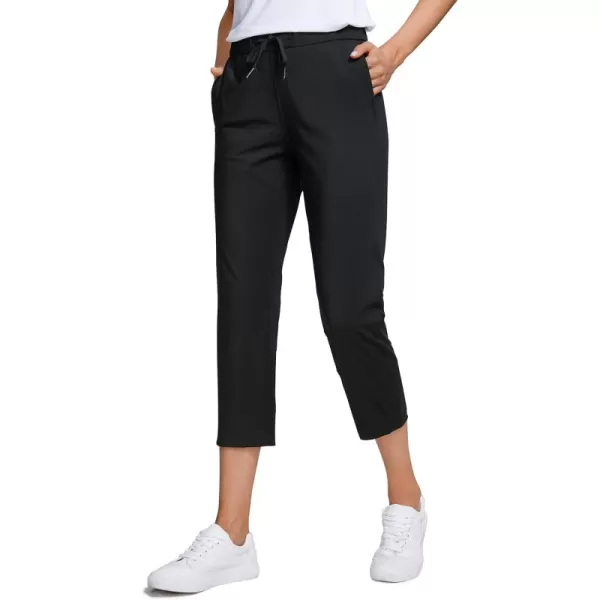 imageCRZ YOGA 4Way Stretch Golf Capri Pants for Women 23quot Casual Yoga Dress Work Capris with Pockets Workout Athletic TravelBlack