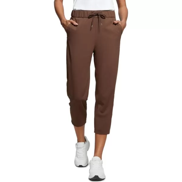 imageCRZ YOGA 4Way Stretch Golf Capri Pants for Women 23quot Casual Yoga Dress Work Capris with Pockets Workout Athletic TravelCoffee Brown