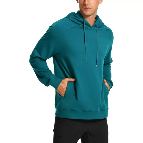 imageCRZ YOGA Hoodies for Men French Terry Hooded Sweatshirts Workout Athletic Casual Pullover Hoodie Tops with PocketGreen Jade