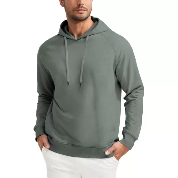 imageCRZ YOGA Hoodies for Men French Terry Hooded Sweatshirts Workout Athletic Casual Pullover Hoodie Tops with PocketGrey Sage