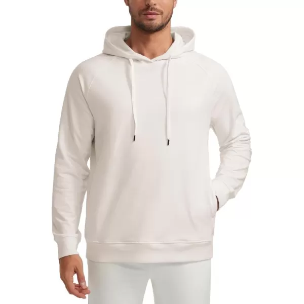 imageCRZ YOGA Hoodies for Men French Terry Hooded Sweatshirts Workout Athletic Casual Pullover Hoodie Tops with PocketMilky White Bone