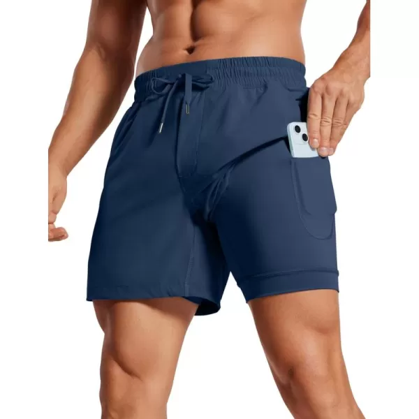 imageCRZ YOGA Mens 2 in 1 Running Shorts with Liner  5 Quick Dry Workout Sports Athletic Shorts with PocketsElectric Blue