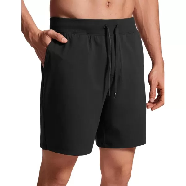 imageCRZ YOGA Mens FourWay Stretch Workout Shorts  7 Soft Durable Casual Athletic Shorts with Pockets Gym Running HikingBlack