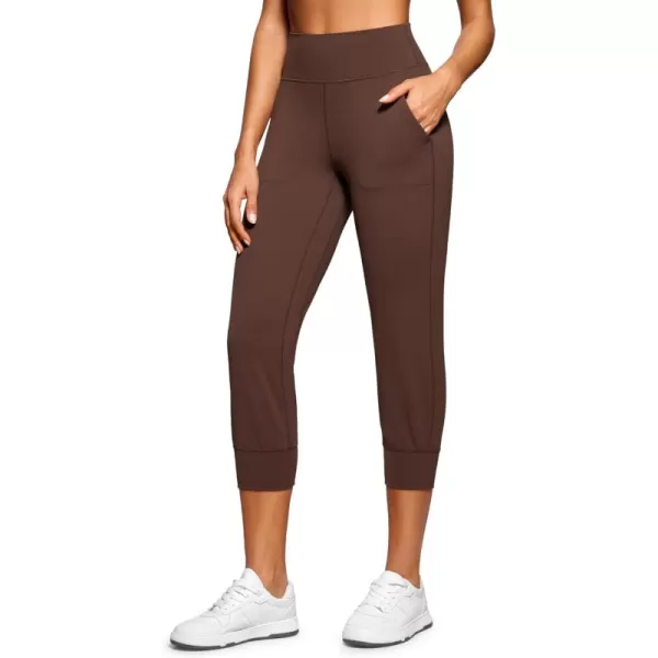 imageCRZ YOGA Womens Butterluxe High Waist Cropped Joggers 23quot  Lounge Workout Leggings Yoga Capris Pants Pockets Buttery SoftCoffee Brown