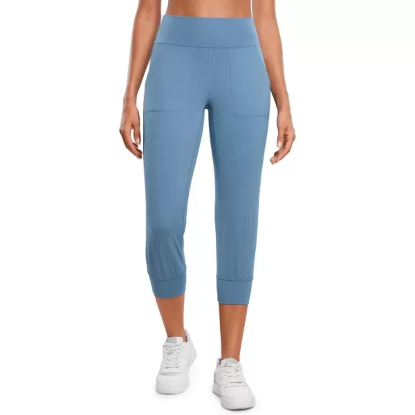 imageCRZ YOGA Womens Butterluxe High Waist Cropped Joggers 23quot  Lounge Workout Leggings Yoga Capris Pants Pockets Buttery SoftUniverse Blue