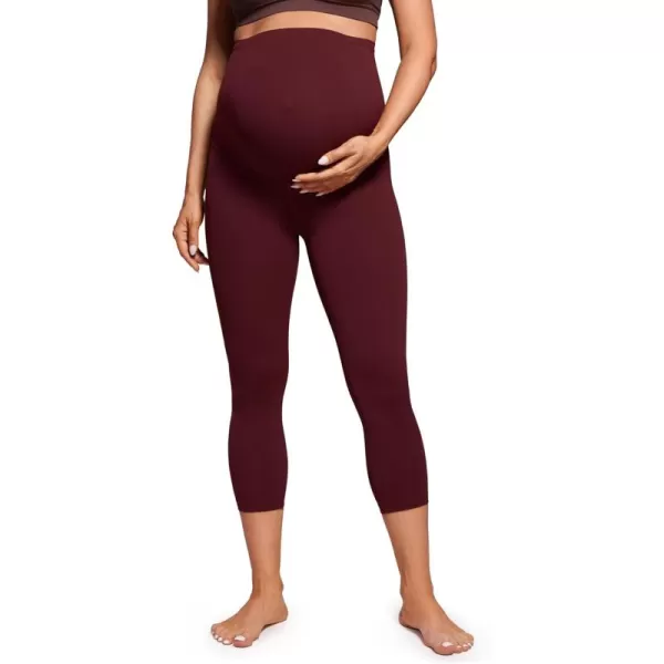 imageCRZ YOGA Womens Butterluxe Maternity Capris Leggings 21quot  Crop Pants Over The Belly Workout Active Yoga Pregnancy SoftRed Merlot