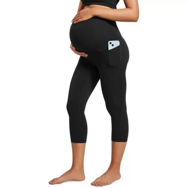 imageCRZ YOGA Womens Butterluxe Maternity Capris Leggings with Pockets 21quot  Workout Active Yoga Soft Over The Belly Crop PantsBlack