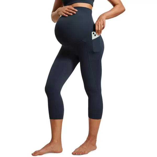 imageCRZ YOGA Womens Butterluxe Maternity Capris Leggings with Pockets 21quot  Workout Active Yoga Soft Over The Belly Crop PantsTrue Navy