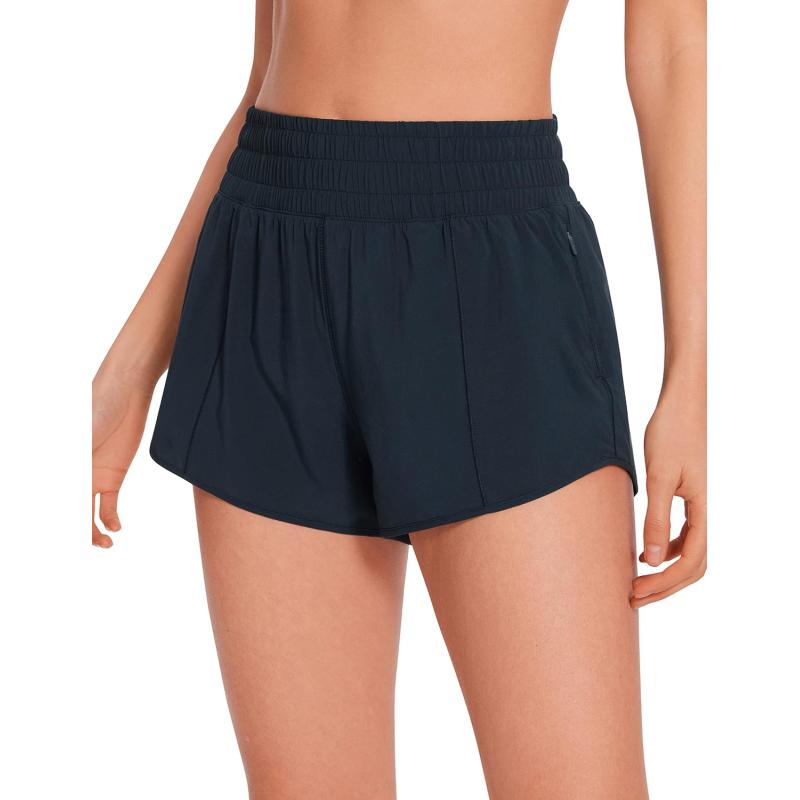 imageCRZ YOGA High Waisted Running Shorts for Women 25quot  Mesh Liner Quick Dry Sport Athletic Workout Shorts with Zipper PocketTrue Navy