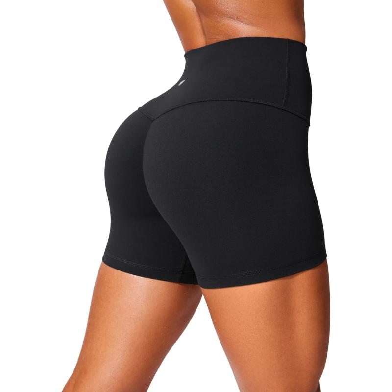 imageCRZ YOGA Womens Butterlift High Waist Scrunch Butt Biker Shorts 4 Inches  No Front Seam Workout Yoga Gym Booty ShortsBlack