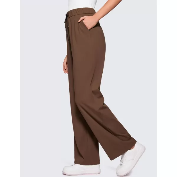 imageCRZ YOGA 4Way Stretch Casual Pants for Womens 305quot Straight Wide Leg Work Pants with PocketsCoffee Brown