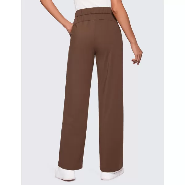 imageCRZ YOGA 4Way Stretch Casual Pants for Womens 305quot Straight Wide Leg Work Pants with PocketsCoffee Brown