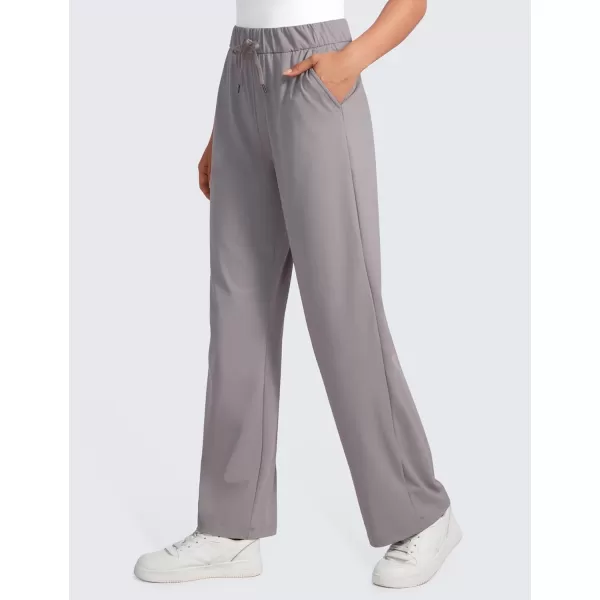 imageCRZ YOGA 4Way Stretch Casual Pants for Womens 305quot Straight Wide Leg Work Pants with PocketsDark Chrome