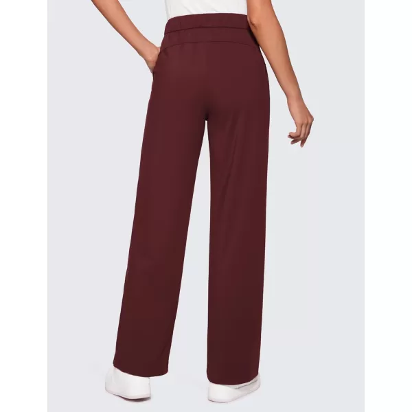 imageCRZ YOGA 4Way Stretch Casual Pants for Womens 305quot Straight Wide Leg Work Pants with PocketsRed Merlot