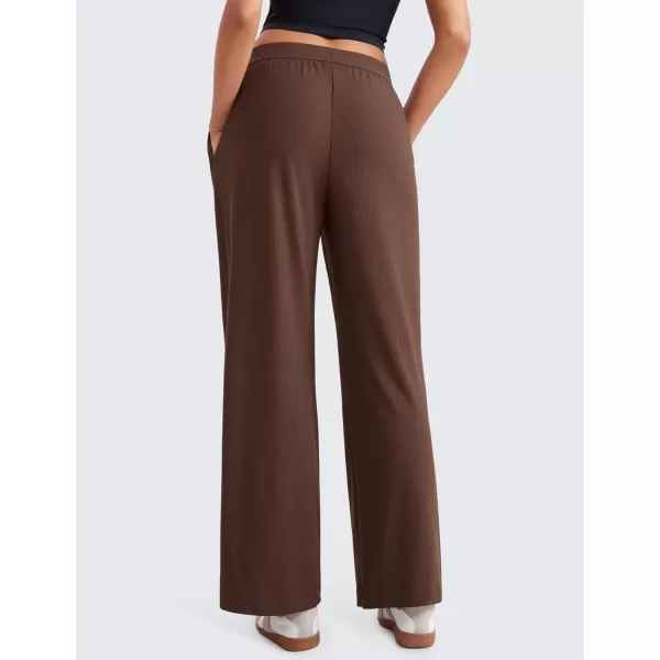 imageCRZ YOGA Comfy Ribbed Sweatpants Women 305 Wide Leg Casual Lounge Travel Pants with PocketsCoffee Brown