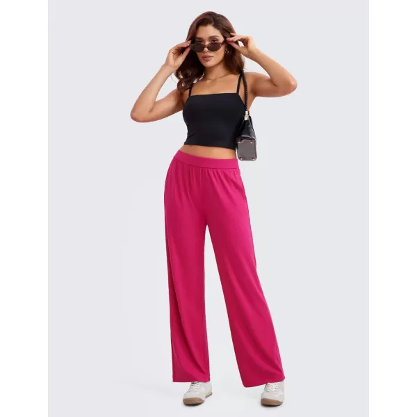 imageCRZ YOGA Comfy Ribbed Sweatpants Women 305 Wide Leg Casual Lounge Travel Pants with PocketsGranita Pink
