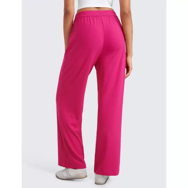 imageCRZ YOGA Comfy Ribbed Sweatpants Women 305 Wide Leg Casual Lounge Travel Pants with PocketsGranita Pink