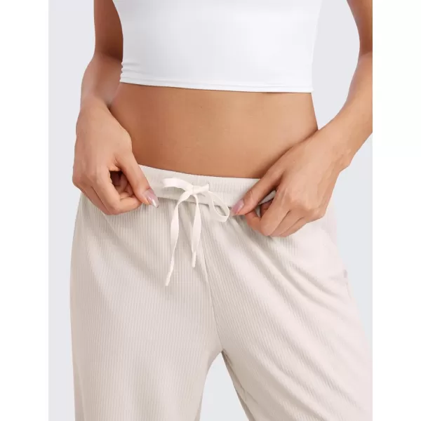 imageCRZ YOGA Comfy Ribbed Sweatpants Women 305 Wide Leg Casual Lounge Travel Pants with PocketsMilky White Bone