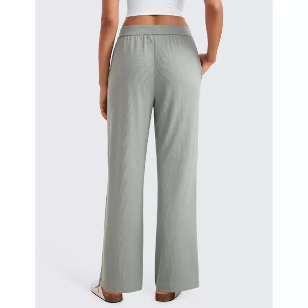 imageCRZ YOGA Comfy Ribbed Sweatpants Women 305 Wide Leg Casual Lounge Travel Pants with PocketsSterling