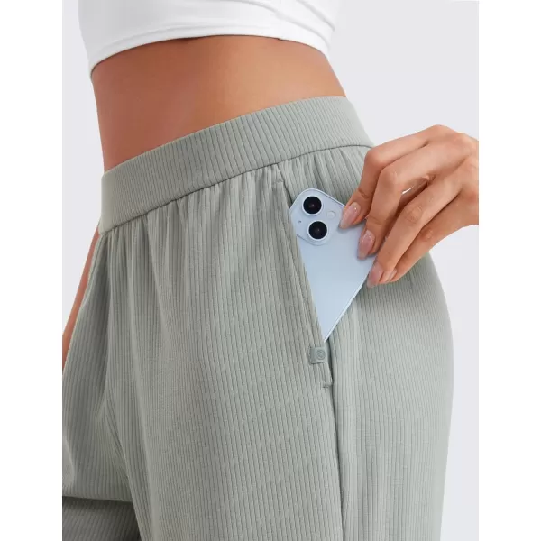 imageCRZ YOGA Comfy Ribbed Sweatpants Women 305 Wide Leg Casual Lounge Travel Pants with PocketsSterling