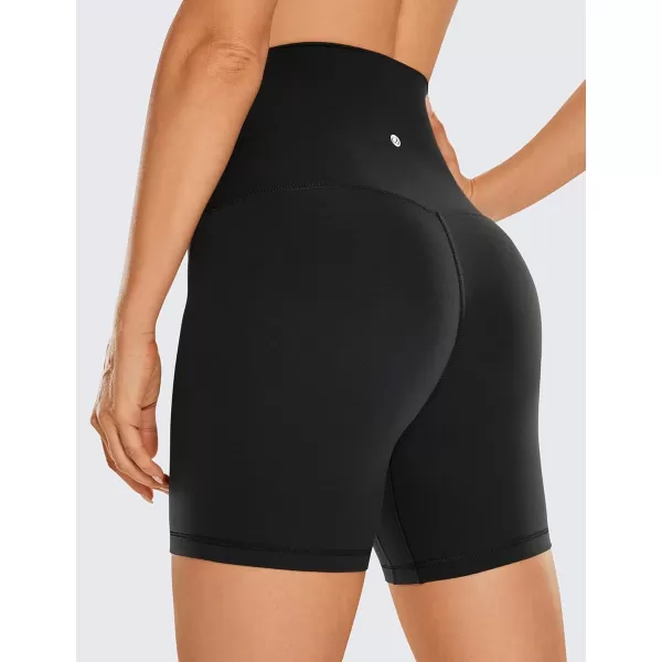 imageCRZ YOGA Super High Waisted Butterluxe Womens Biker Shorts 6 Inches  Buttery Soft Workout Yoga Shorts Over BellyBlack