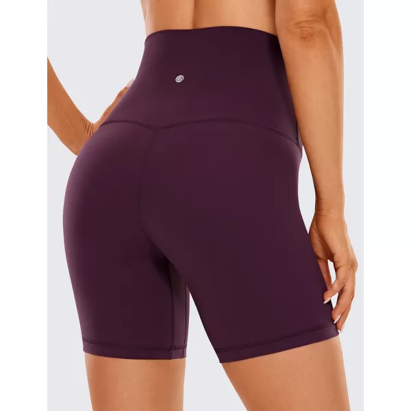 imageCRZ YOGA Super High Waisted Butterluxe Womens Biker Shorts 6 Inches  Buttery Soft Workout Yoga Shorts Over BellyDeep Purple