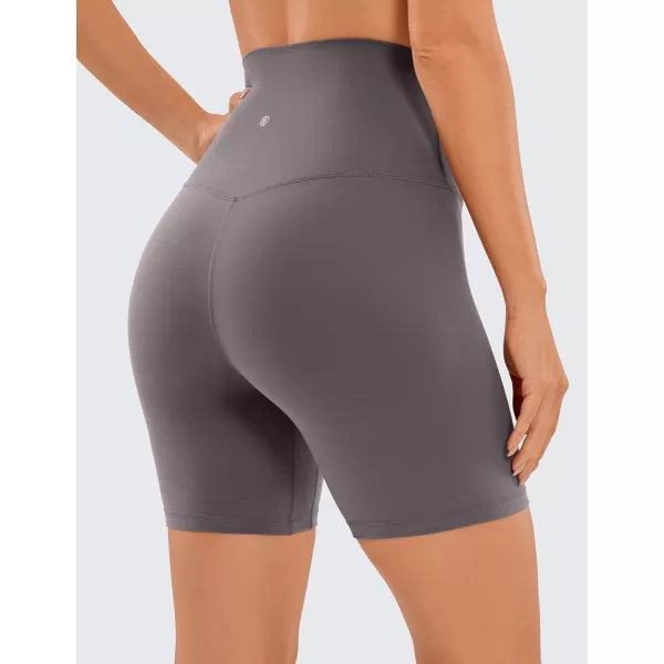 imageCRZ YOGA Super High Waisted Butterluxe Womens Biker Shorts 6 Inches  Buttery Soft Workout Yoga Shorts Over BellyTornado Grey