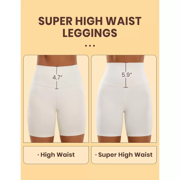 imageCRZ YOGA Super High Waisted Butterluxe Womens Biker Shorts 6 Inches  Buttery Soft Workout Yoga Shorts Over BellyWhite Apricot