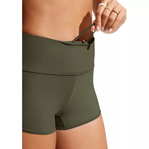 imageCRZ YOGA Womens 3 Swim Shorts  High Waisted Board Shorts Quick Dry Bathing Suit Bottoms Dolphin Boy Shorts with LinerDark Olive