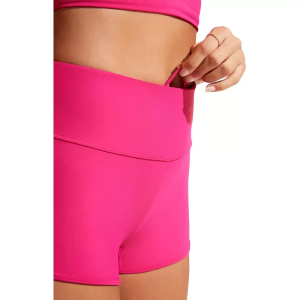 imageCRZ YOGA Womens 3 Swim Shorts  High Waisted Board Shorts Quick Dry Bathing Suit Bottoms Dolphin Boy Shorts with LinerGranita Pink