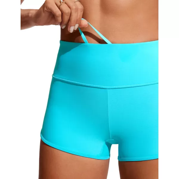 imageCRZ YOGA Womens 3 Swim Shorts  High Waisted Board Shorts Quick Dry Bathing Suit Bottoms Dolphin Boy Shorts with LinerTurquoise