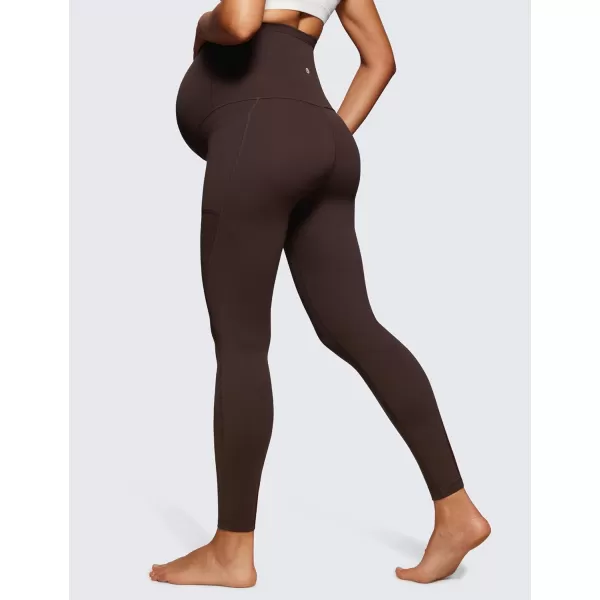 imageCRZ YOGA Womens Butterluxe Maternity Leggings with Pockets Over The Belly 28quot  Soft Workout Active Yoga Pregnancy PantsHot Fudge Brown