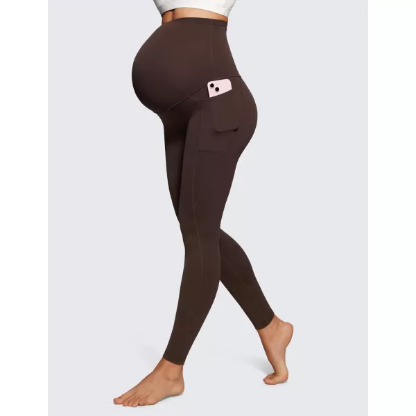 imageCRZ YOGA Womens Butterluxe Maternity Leggings with Pockets Over The Belly 28quot  Soft Workout Active Yoga Pregnancy PantsHot Fudge Brown