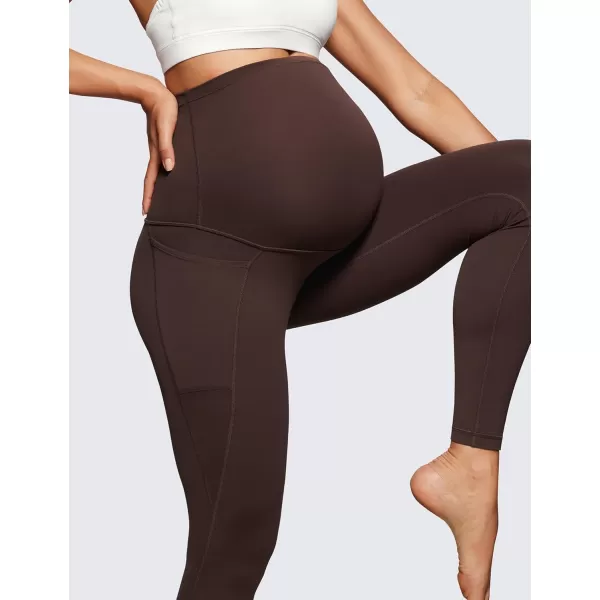 imageCRZ YOGA Womens Butterluxe Maternity Leggings with Pockets Over The Belly 28quot  Soft Workout Active Yoga Pregnancy PantsHot Fudge Brown