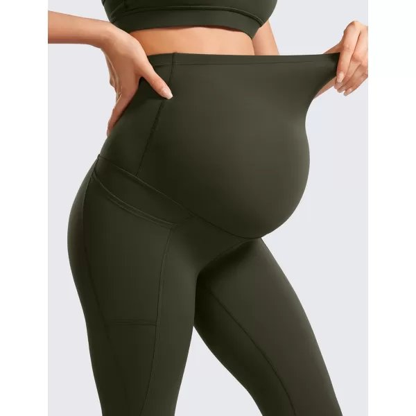 imageCRZ YOGA Womens Butterluxe Maternity Leggings with Pockets Over The Belly 28quot  Soft Workout Active Yoga Pregnancy PantsOlive Green