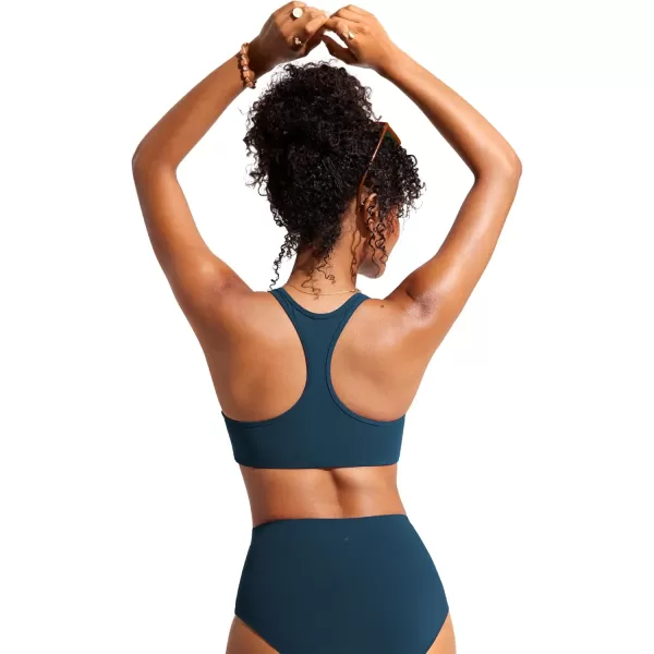 imageCRZ YOGA Womens Racerback Bikini Tops Scoop Neck Bathing Suit Swimsuit Top Padded Swim Sport BraInsignia Blue