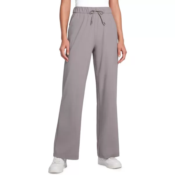 imageCRZ YOGA 4Way Stretch Casual Pants for Womens 305quot Straight Wide Leg Work Pants with PocketsDark Chrome