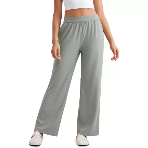 imageCRZ YOGA Comfy Ribbed Sweatpants Women 305 Wide Leg Casual Lounge Travel Pants with PocketsSterling