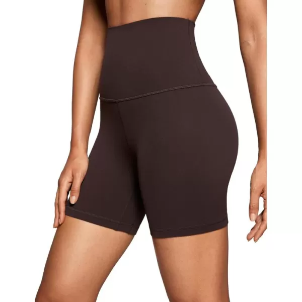 imageCRZ YOGA Super High Waisted Butterluxe Womens Biker Shorts 6 Inches  Buttery Soft Workout Yoga Shorts Over BellyHot Fudge Brown