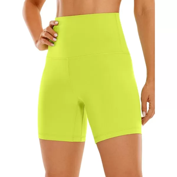 imageCRZ YOGA Super High Waisted Butterluxe Womens Biker Shorts 6 Inches  Buttery Soft Workout Yoga Shorts Over BellyNeon Yellow