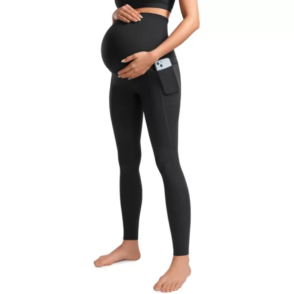 imageCRZ YOGA Womens Butterluxe Maternity Leggings with Pockets Over The Belly 28quot  Soft Workout Active Yoga Pregnancy PantsBlack