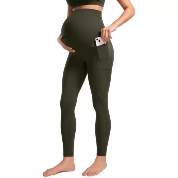 imageCRZ YOGA Womens Butterluxe Maternity Leggings with Pockets Over The Belly 28quot  Soft Workout Active Yoga Pregnancy PantsOlive Green