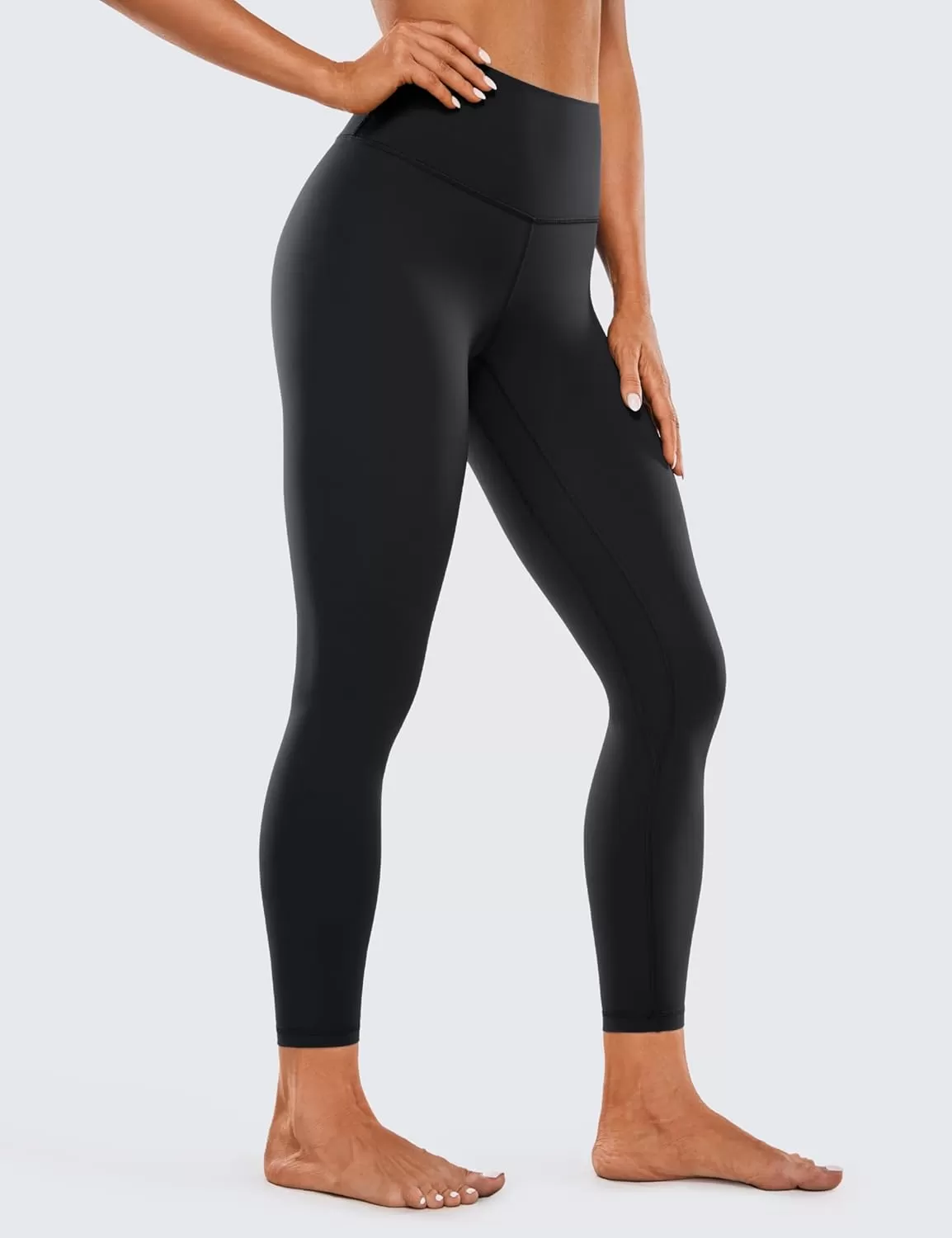 imageCRZ YOGA Womens Brushed Naked Feeling Workout Leggings 25quot  High Waisted Gym Compression Tummy Control Yoga PantsBlack